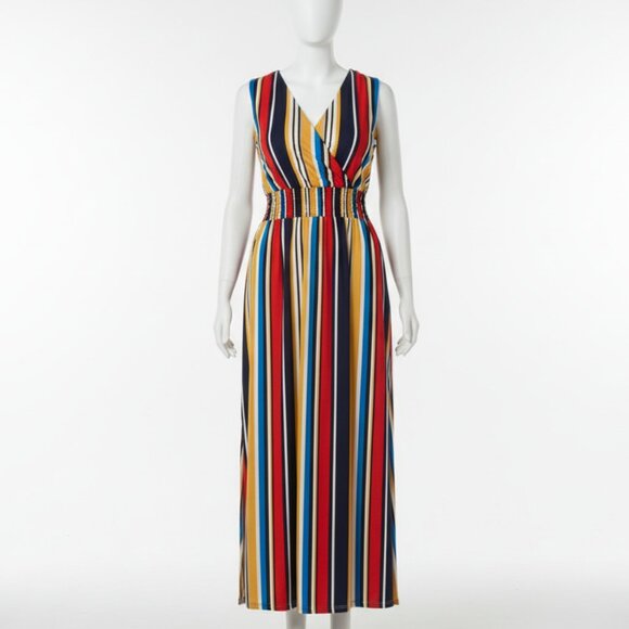 INC International Concepts Womens PLUS Striped Smocked-Waist Maxi Dress 1X - Picture 3 of 11